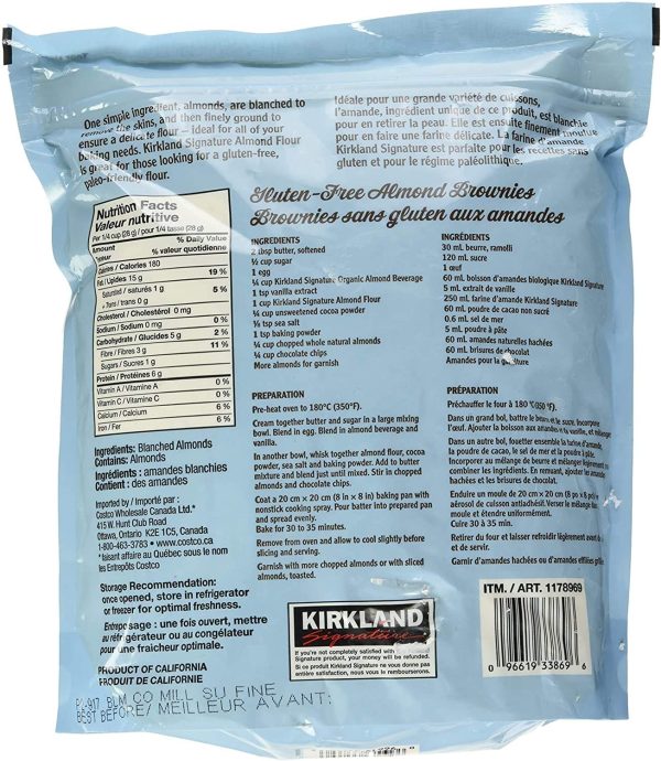 1,36kg./ 3 Pounds. Almond Flour, Blanched, Superfine Grind, California, 100% Pure, Kirkland Signature. (NO Taxes on This Item) - Image 4