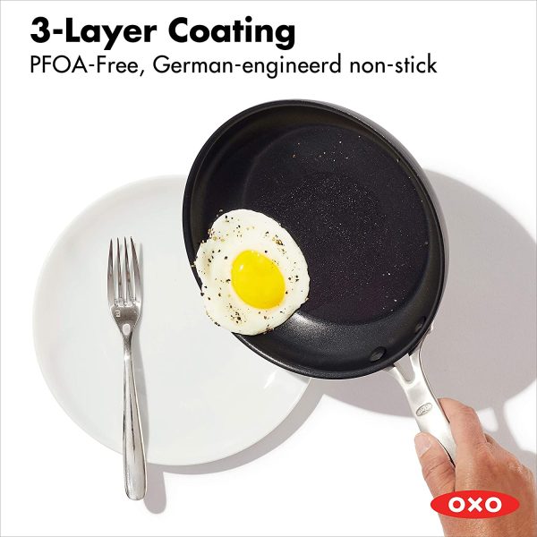 OXO Good Grips Pro Hard Anodized PFOA-Free Nonstick 8" Frying Pan Skillet, Dishwasher Safe, Oven Safe, Stainless Steel Handle, Black - Image 8