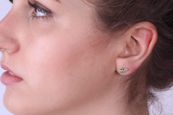 Sterling Silver Leaf Stud Earrings Dainty Everyday tiny Studs - Image 5