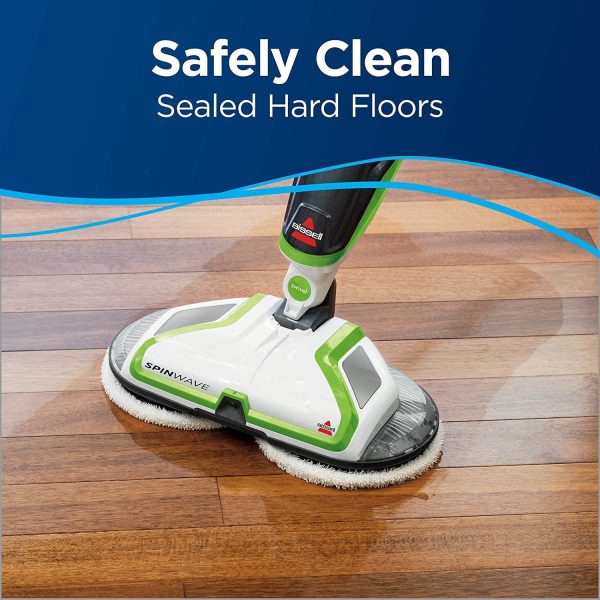 Bissell Spinwave Cord Powered Hard Floor Mop 2039C - Quiet Operation with On Demand Spray for Sealed Hard Floor Surfaces - Includes Trial Formula, A Set of Soft Pads and A Set of Scrub Pads