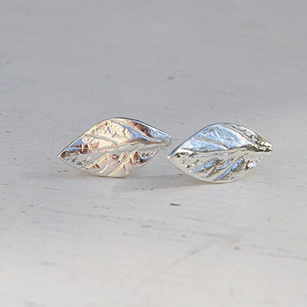 Sterling Silver Leaf Stud Earrings Dainty Everyday tiny Studs