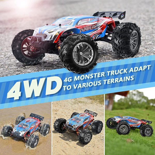 Hosim 1:16 Brushless 55+ kmh High Speed Large RC Cars,Remote Control Car 4x4 Off Road Monster Truck Electric All Terrain Waterproof Toys Hobby Vehicle for Kids and Adults - 2 Batteries for 40+ Min Play - Image 6