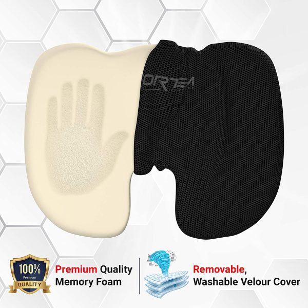 Chair Cushion, Seat Cushion for Office Chair, Car Seat Cushion, Coccyx Orthopedic Pillow, Desk Chair Memory Foam Sitting Pillow, Washable Cover (Black) - Image 3