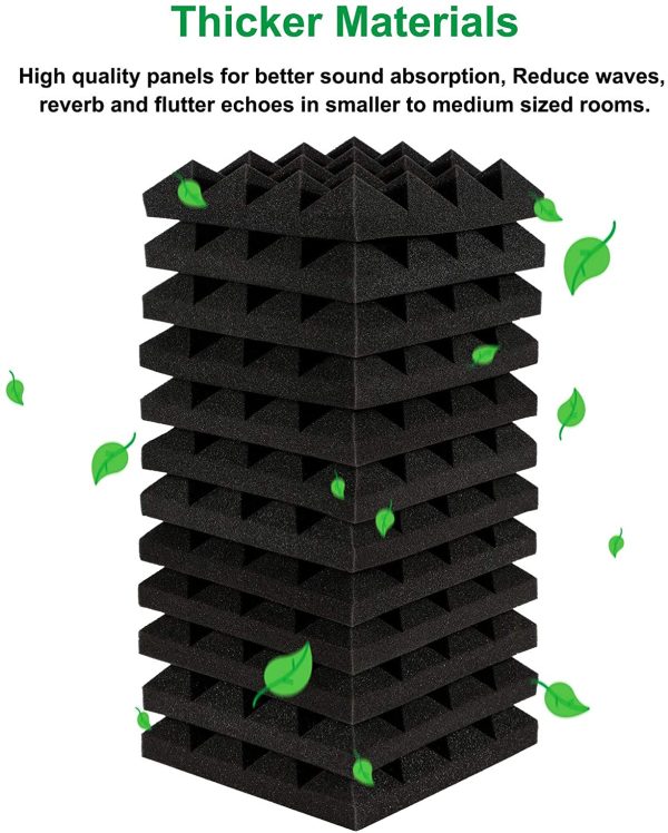 Sound Proof Padding, AGPtEK 24 Packs Soundproof Foams 25x25x5CM (Black) Acoustic Foam Panels, Ideal for Recording Studio, TV Room, Kid?M?? Room,and Office and Podcast Recording - Image 5