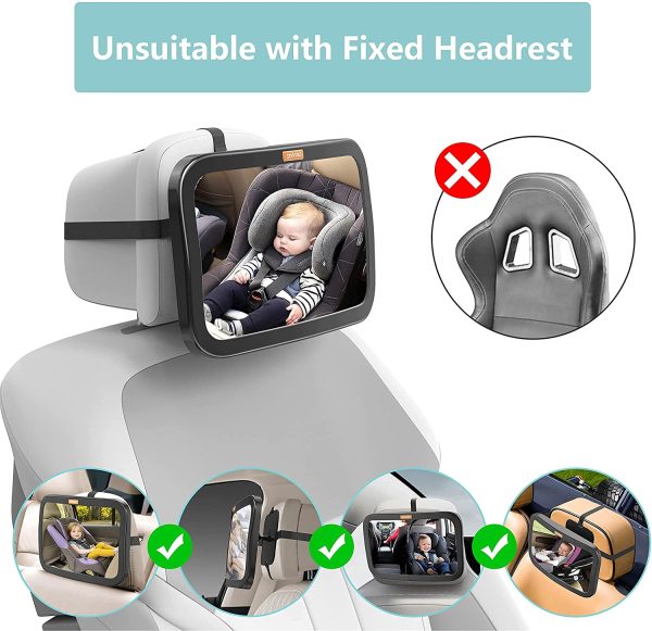 Smart eLf Baby Car Mirror, Safety Car Seat Mirror for Rear Facing Infant with Wide Crystal Clear View, Shatterproof, Fully Assembled, Crash Tested and Certified for Safety - Image 6