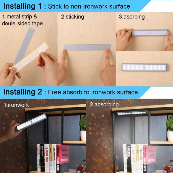 Stick-On Anywhere Portable Closet Lights Wireless 20 Led Under Cabinet Lighting Motion Sensor Activated Build in Rechargeable Battery Magnetic Little Safe Night Tap Light for Closet Cabinet (Silver) - Image 4