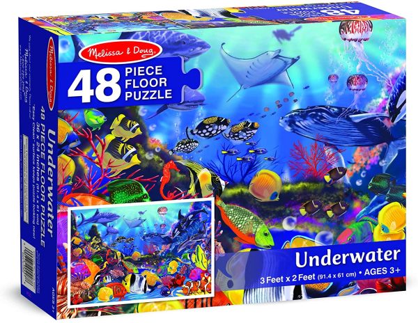 Melissa and Doug Underwater Floor Puzzle (Extra-Thick Cardboard Construction, Beautiful Original Artwork, 48 Pieces, 60.96 cm × 91.44 cm) - Image 3