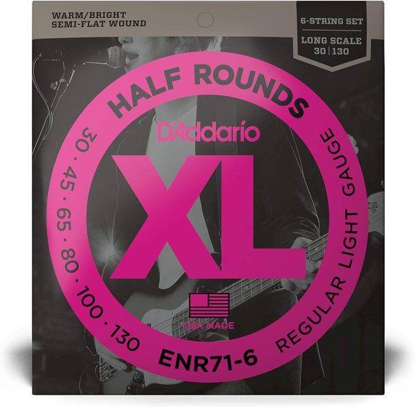 D'Addario ENR71-6 Half Round Bass Guitar Strings, Regular Light, 30-130, Long Scale - Image 2