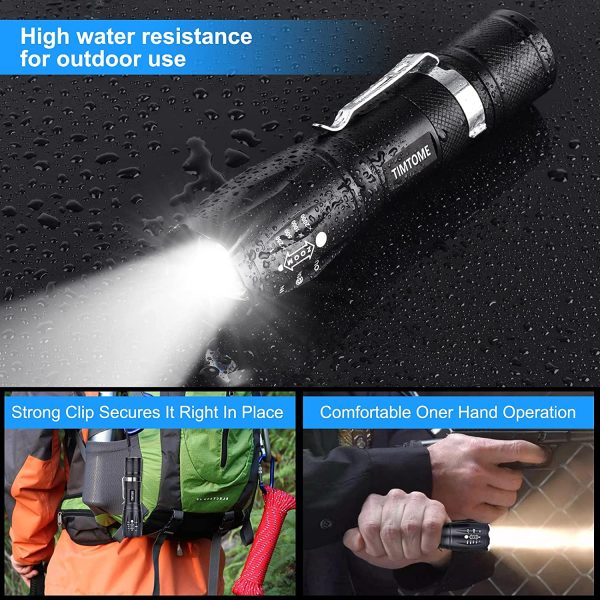 LED Flashlight, Ultra Bright XML T6 Handheld Flashlights - High Lumen, Zoomable, 5 Modes, Water-Resistant - Perfect for Camping Biking Home Emergency or Gift-Giving (1) - Image 2