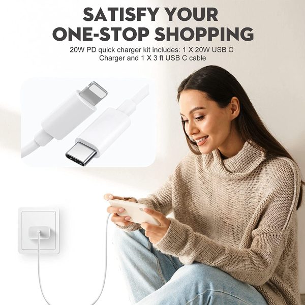 20W Fast Charger,USB C Adaptive Fast Charger for iphone 12/13, 20W PD Wall Charger with 3FT USB C Cable Compatible with iPhone 13/13Pro Max/12/12Mini/12Pro/12 Pro Max/11/11Pro/11 Pro Max/Xs Max/XR/X/8/8Plus, iPad, AirPods and More - Image 6