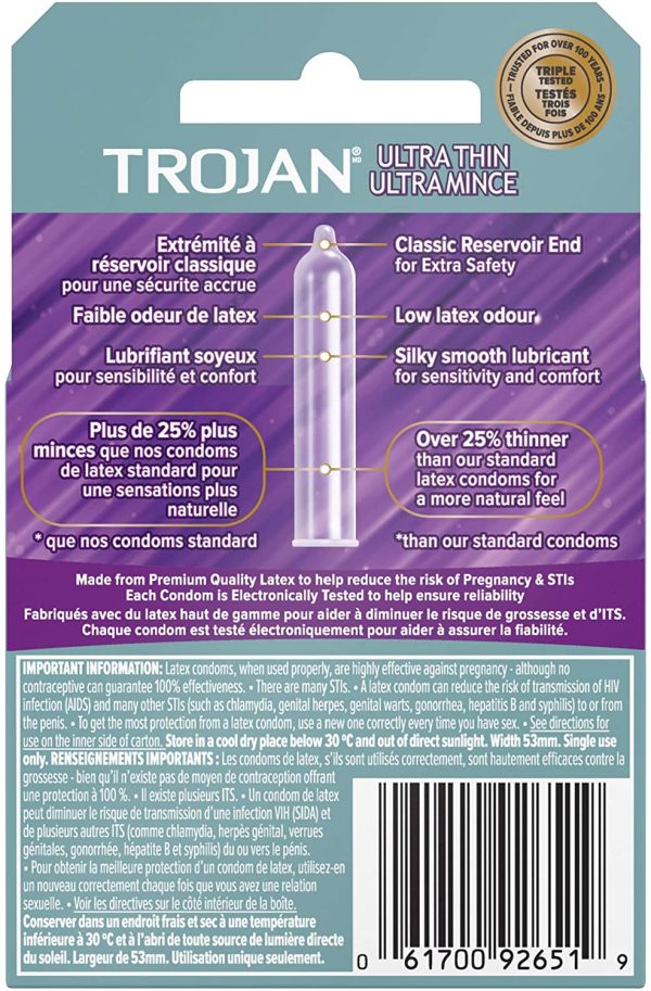 TROJAN Sensitivity Ultra Thin Lubricated Latex Condoms, 3 Count - Image 4