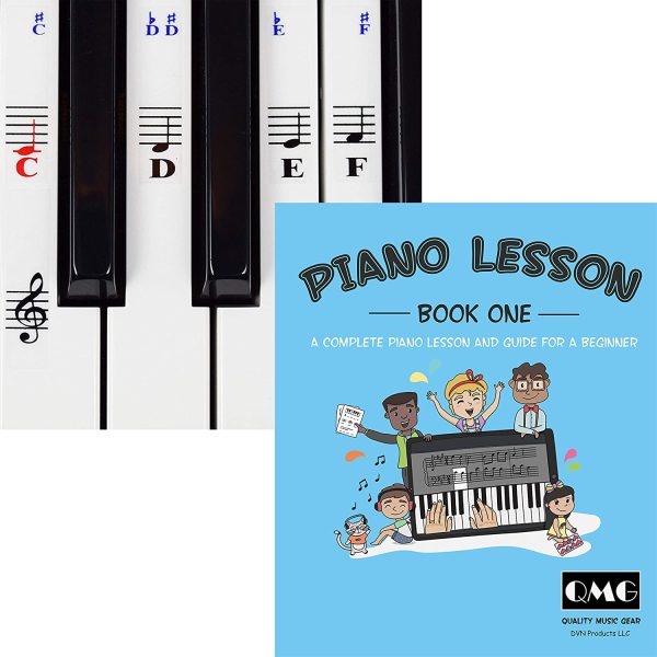 Piano and Keyboard Stickers and Complete Piano Music Lesson and Guide Book for Kids and Beginners; Designed and Printed in USA