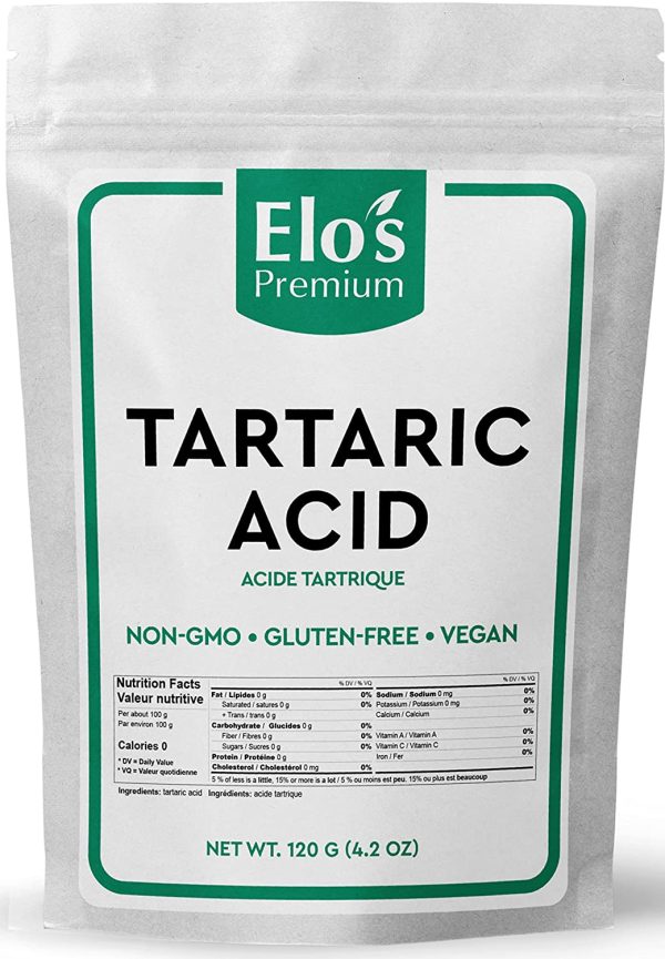 Tartaric acid (120g) by Elo’s Premium |100% All-Natural Food Grade Food Additive & Antioxidant| Packed In Canada| Non-GMO, Kosher and Halal Friendly, Gluten Free| Used As An Acidulant In Grape/Lime Drinks, Gelatin Desserts, Jams, Sour Candy, and More - Image 4