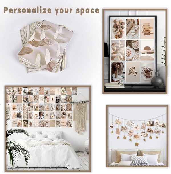 ANERZA 100 PCS Beige Wall Collage Kit Aesthetic Pictures, Room Decor for Bedroom Aesthetic, Posters for Room Aesthetic, Cute Photo Wall Decorations for Teen Girls, Dorm Trendy Wall Art - Image 5