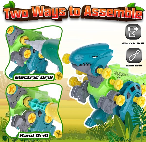 Yehtta Take Apart Dinosaur Toys for 3 4 5 6 7 Year Old Boys, Dinausor Toys with Cage Electric Drill, Educational Building Toys for Kids, Birthday Easter Gifts for 3 4 5 6 7 Year Old Boys - Image 3