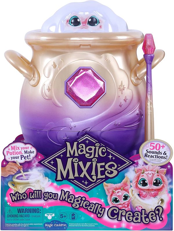 Magic Mixies Magical Misting Cauldron with Interactive 8 inch Pink Plush Toy and 50+ Sounds and Reactions, Multicolor (14651)