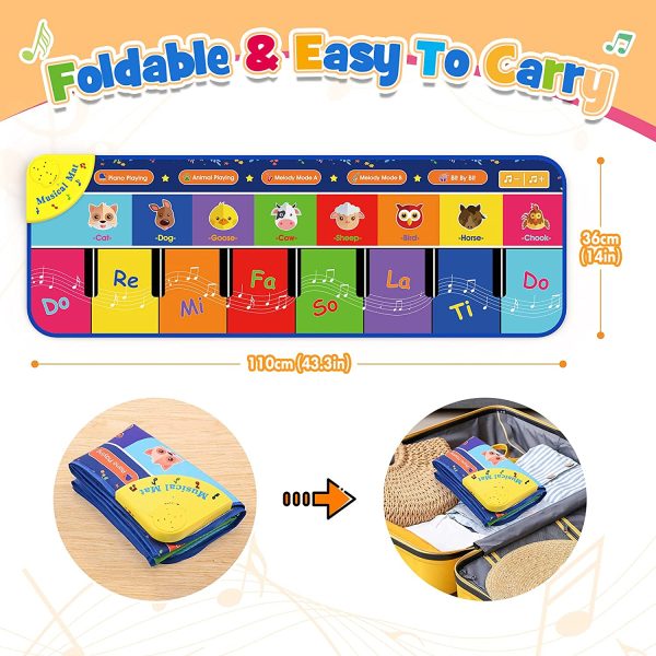 Toddler Girl Toys, TopDollo Baby Musical Toys for 1-6 Year Old Girls Piano Mat Gifts for 2-6 Year Old Girls Baby Piano Mat Boys Toys Age 1-6 Toddler Piano Autism Sensory Toys Kids Dance Mat - Image 6