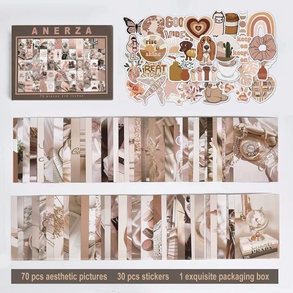 ANERZA 100 PCS Beige Wall Collage Kit Aesthetic Pictures, Room Decor for Bedroom Aesthetic, Posters for Room Aesthetic, Cute Photo Wall Decorations for Teen Girls, Dorm Trendy Wall Art - Image 6