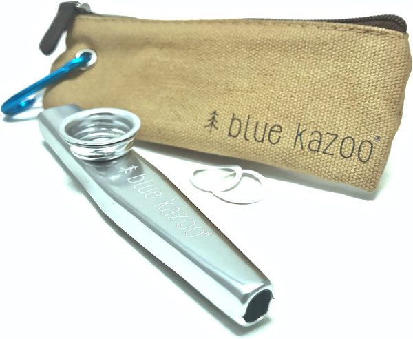 The Original Blue Kazoo | Ultralight Aluminum Backpacking Kazoo | Canvas Bag and Carabiner