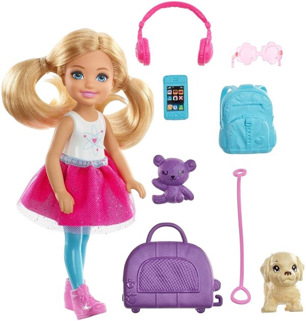 Barbie Chelsea Travel Doll, Blonde, with Puppy, Carrier & Accessories, for 3 to 7 Year Olds - Image 4