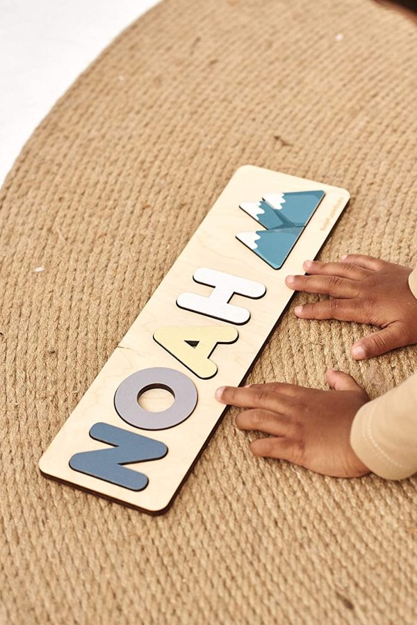 Baby Name Puzzle with Mountains Early Learning Wooden Toys 1st Birthday gift idea for Boys and Girls Personalized Wooden Toys with Pegs - Image 6