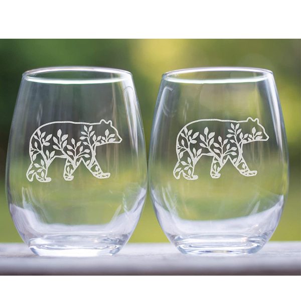 Bear Wine Glasses Set, Rustic Cabin Decor for Home Mountain House, Canadian Gifts for women - Image 3