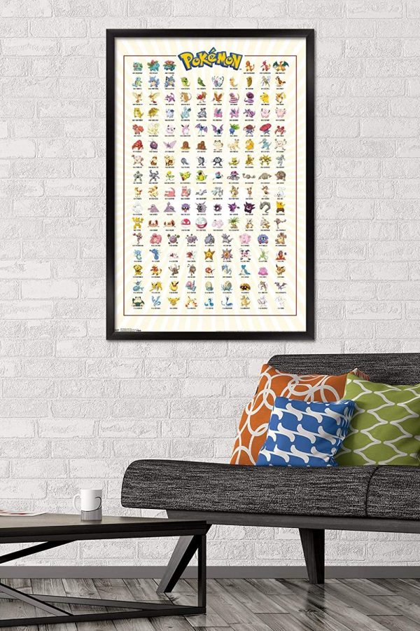 Trends International Pokémon - Kanto Grid Wall Poster, Black Framed Version, 22.375" x 34" - Image 2