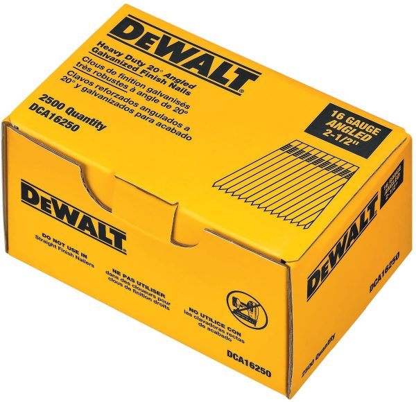 DEWALT DCA16250 2-1/2-Inch by 16 Gauge 20-Degree Finish Nail, 2,500 per Box