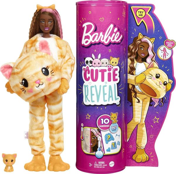 Barbie Cutie Reveal Doll with Kitty Plush Costume & 10 Surprises Including Mini Pet & Color Change, Gift for Kids 3 Years & Older - Image 2