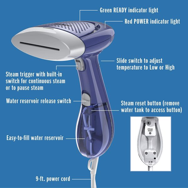 Conair onair Extreme Steam Hand Held Fabric Steamer with Dual Heat, Purple