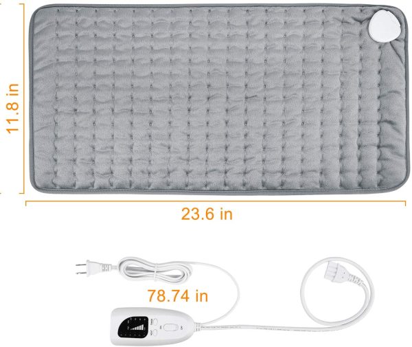 Heating Pad, Electric Heating Pad for Dry & Moist Heat, Electric Fast Heat Pad with Multiple Temp & Timer Settings, Auto Shut Off, for Shoulders/Neck/Abdomen/Back/Limbs, etc. (12" x 24'') - Image 4