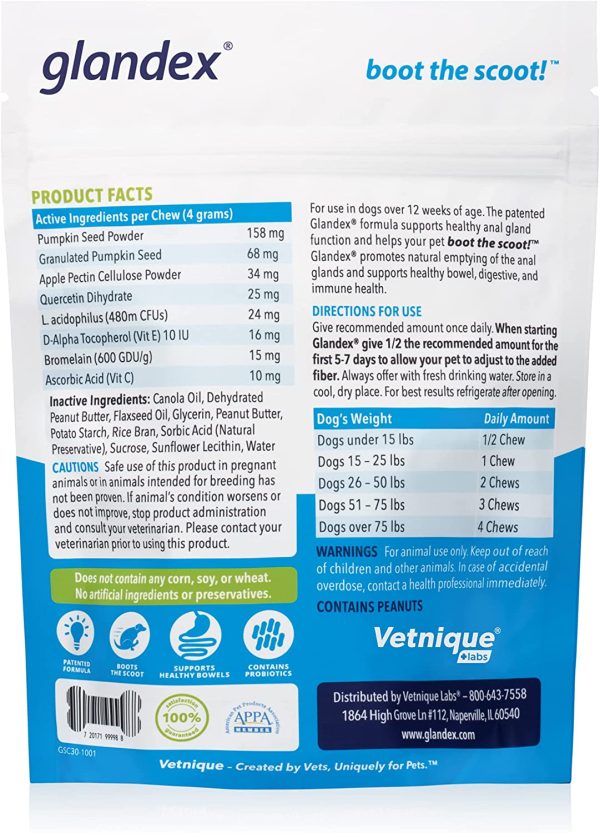 Glandex Anal Gland Soft Chew Treats with Pumpkin for Dogs Chews with Digestive Enzymes, Probiotics Fiber Supplement for Dogs ??Vet Recommended - Boot The Scoot - by Vetnique Labs (Peanut Butter, 30ct) - Image 4