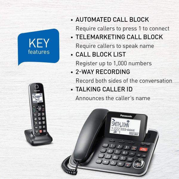 KXTGF870B 2-in-1 Corded/Cordless Phone, 1 Handset, Black - Image 8