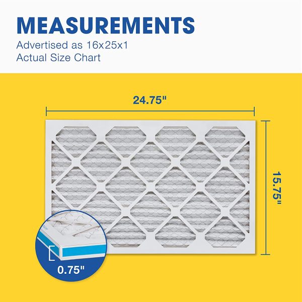 Aerostar 16x25x1" MERV 8 16X25X1 Merv 8 Pleated Air Filter, Made In The Usa, 6-Pack,White