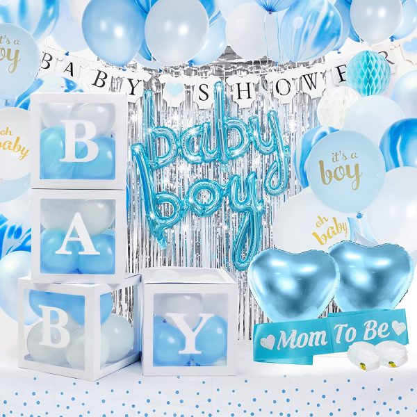 Blue Baby Shower Decorations for Boy- Jumbo Set All Inclusive Baby Boxes with Letters for Baby Shower - Boy Baby Shower Decoration - Image 6