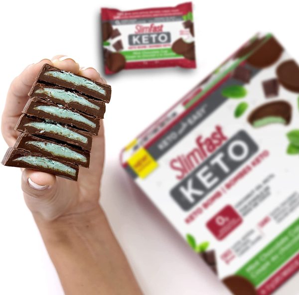 Slim-Fast Keto Bomb Snacks, 14x17g Mint Chocolate Cups Per Box, 238 Grams, Mint Chocolate Cup, 238 Grams