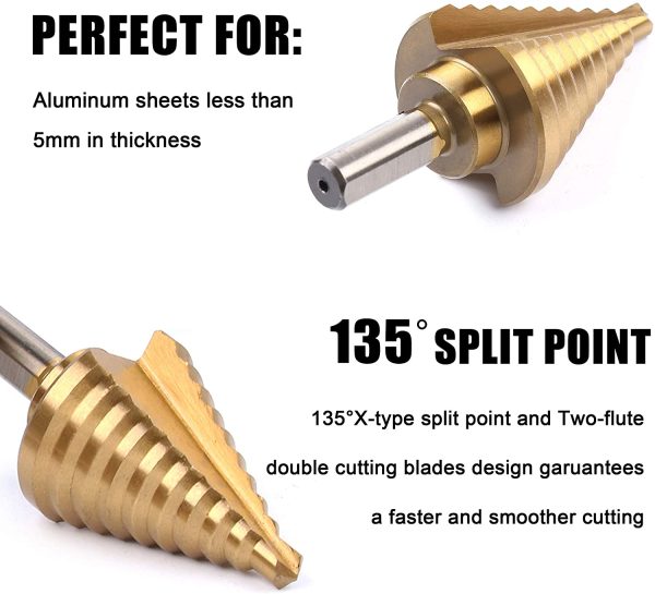 Yangoutool Titanium Step Drill Bit,HSS 10 Steps from 1/4"-1-3/8" Inches with Safe Plastic Case 商品名称