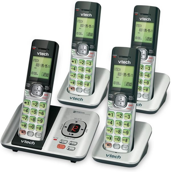 CS6529-4 DECT 6.0 Phone Answering System with Caller ID/Call Waiting, 4 Cordless Handsets, Silver/Black - Image 2