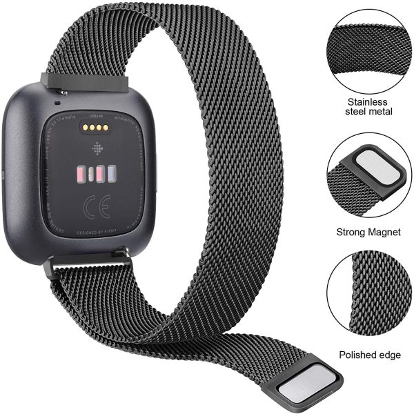 TEWIN Metal Bands Compatible with Fitbit Versa / Fitbit Versa 2 / Fitbit Versa Lite for Women Men, Stainless Steel Mesh Breathable Wristband Strap with Adjustable Magnet Lock - Image 6