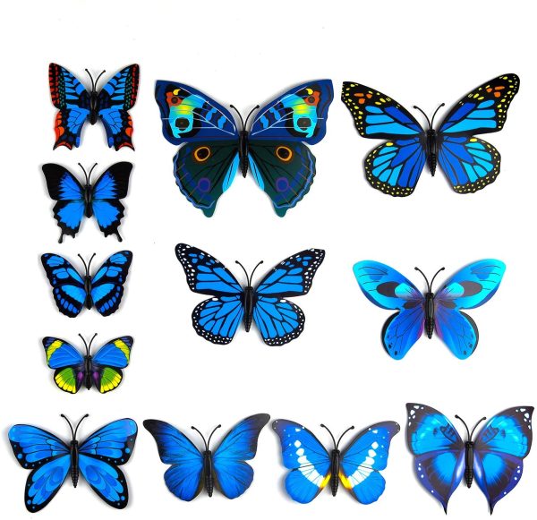 36 Pieces 3D Butterfly Wall Stickers wall Butterflies Girls Bedroom Accessories,Blue - Image 3