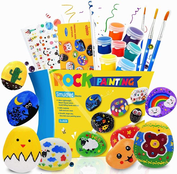 Rock Painting Kit, Exssary Kids Crafts Girls Toys Age 3 4 5 6 7 8 Arts and Crafts for Kids Art Supplies Easter Gifts for 3-12 Year Old Boys Craft Kits - Image 4