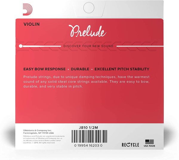 D'Addario Prelude Violin String Set, 1/2 Scale, Medium Tension,J810 1/2M - Image 3