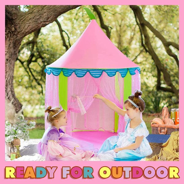 Tiny Land Princess Castle Play Tent With Star Lights & Carry Bag, Kids Foldable Pop Up Play Tent/House Toy For Indoor & Outdoor Use - Image 6