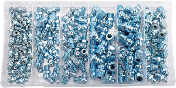 230Pcs SAE & Metric Hydraulic Grease Fitting with Straight, 90-Degree, 45-Degree Grease Fitting Assortment Set Including 1/4", 1/8", M6 and M10 Galvanized Steel Home Improvement Tool Kit - Image 6