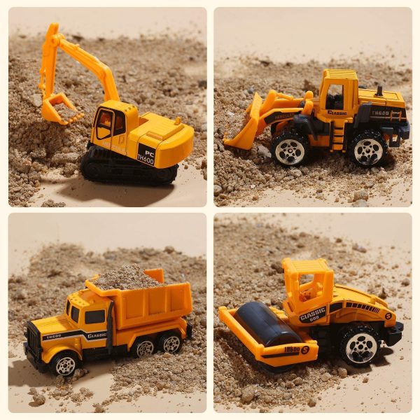 cute stone 25 in 1 Construction Vehicles Trucks Toy Push and Go Car Carrier Truck Toy, Play Vehicles Toy with Sounds and Lights, 12 Mini Diecast Trucks Included - Image 5