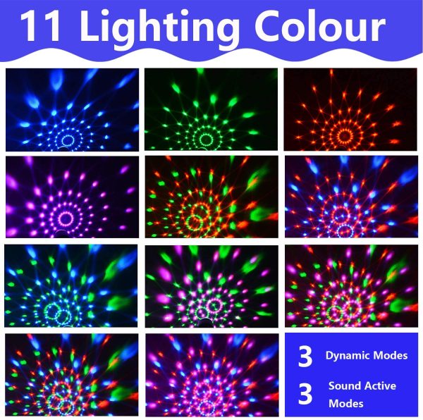 Ziduohui Party Lights Disco Ball, Color Disco Lights Sound Activated Strobe Light with USB Powered Remote Control DJ Lights for Home Room Parties, Wedding, Show, Birthday, Club, Pub, Xmas