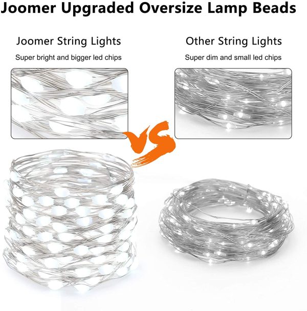 Joomer Solar String Lights, 2Pack x 39ft 100 LED Super Bright Solar Fairy Lights with Updated LED Beads, 8 Modes Waterproof Solar Twinkle Lights for Patio, Garden, Tree, Outdoors (White) - Image 4