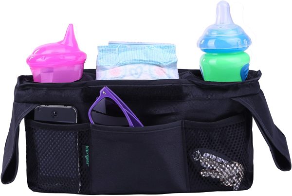 Luxury Stroller Organizer By Lebogner, Stroller Accessories, Universal Black Baby Diaper Stroller Bag, Stroller Cup Holder, Fits Most Strollers - Image 5