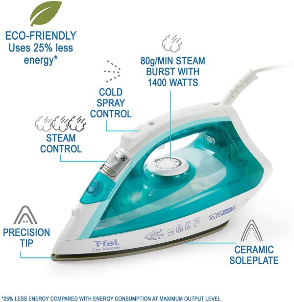 T-Fal FV1742 Eco Master Steam Iron, Blue - Image 3