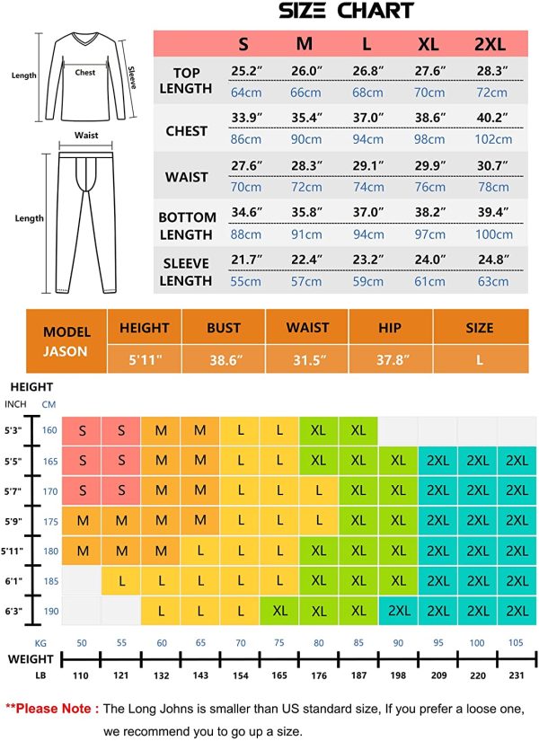 Men's Mid Weight Thermal Underwear Set, Fleece Lined Long Johns Warm Top & Bottom, Winter Warm Base Layer for Skinng - Image 5